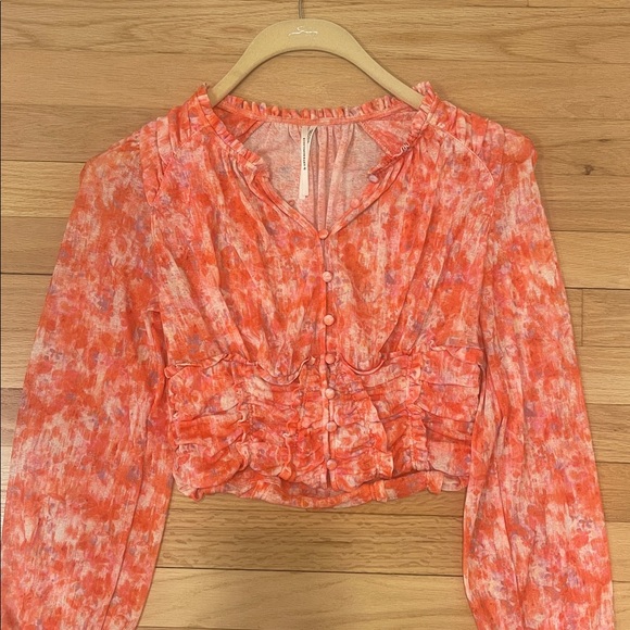 Anthropologie Coral Floral Blouse size S - Picture 4 of 7